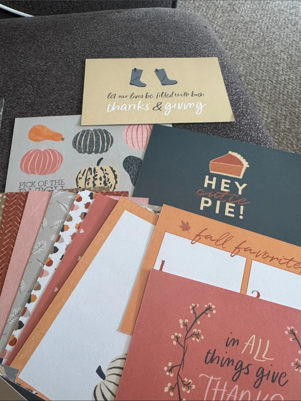 Assorted Fall Note Card Set — Orange & Cream Thanksgiving Designs
